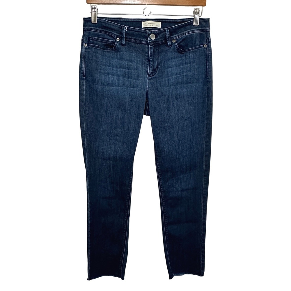 J Jill Authentic Fit Slim Leg Jeans Womens 6 Petite Dark Wash Denim Raw Hem